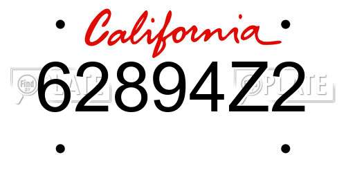 62894Z2 California License Plate