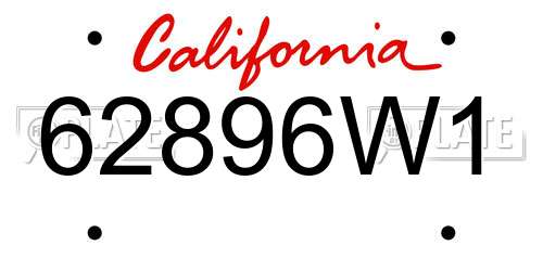62896W1 California License Plate