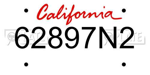 62897N2 California License Plate