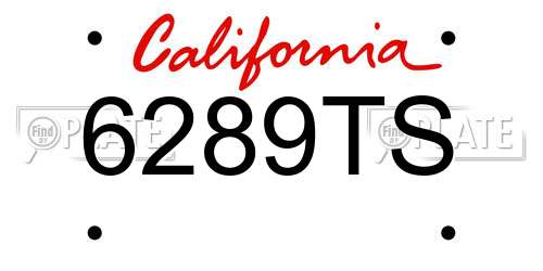 6289TS California License Plate