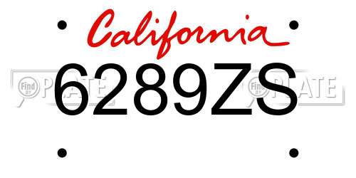 6289ZS California License Plate