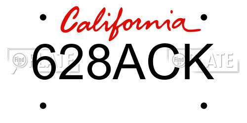 628ACK California License Plate