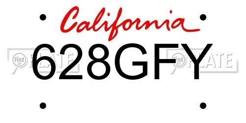 628GFY California License Plate