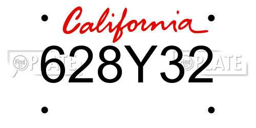628Y32 California License Plate