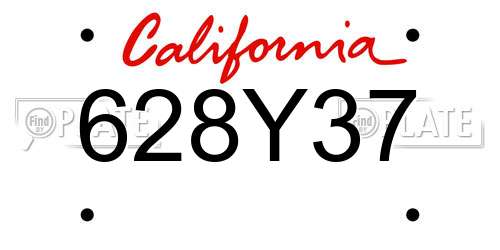 628Y37 California License Plate