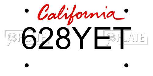 628YET California License Plate