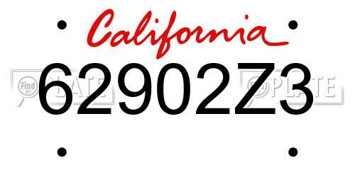62902Z3 California License Plate
