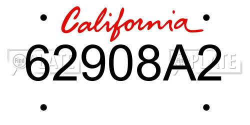 62908A2 California License Plate