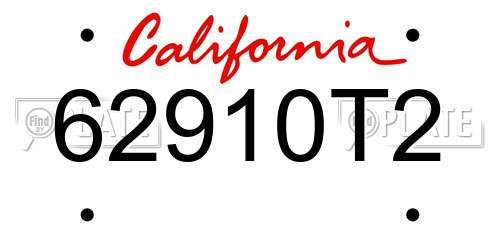 62910T2 California License Plate