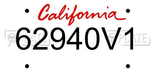 62940V1 California License Plate