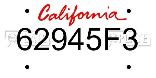 62945F3 California License Plate