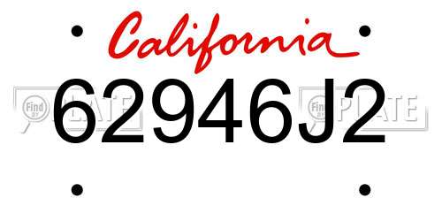 62946J2 California License Plate