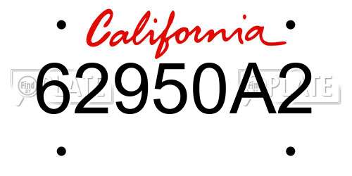 62950A2 California License Plate