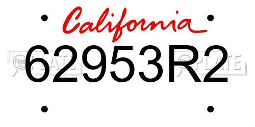 62953R2 California License Plate