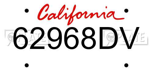 62968DV California License Plate