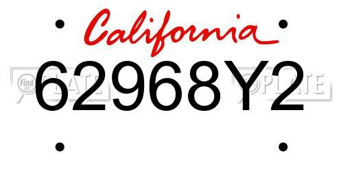 62968Y2 California License Plate