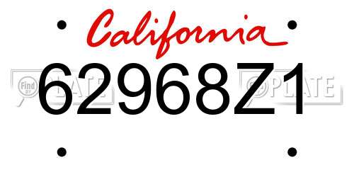 62968Z1 California License Plate