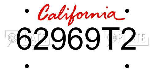 62969T2 California License Plate