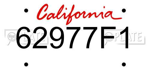 62977F1 California License Plate