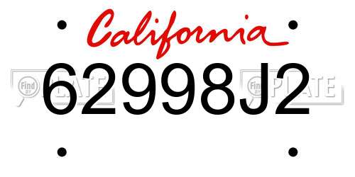 62998J2 California License Plate