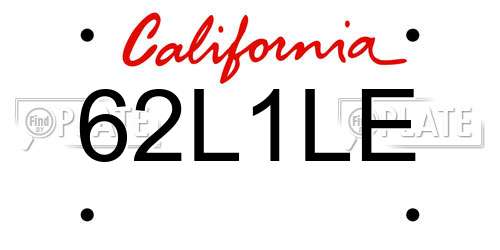 62L1LE California License Plate