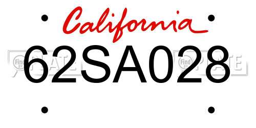 62SA028 California License Plate