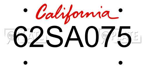 62SA075 California License Plate
