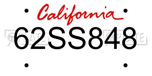 62SS848 California License Plate