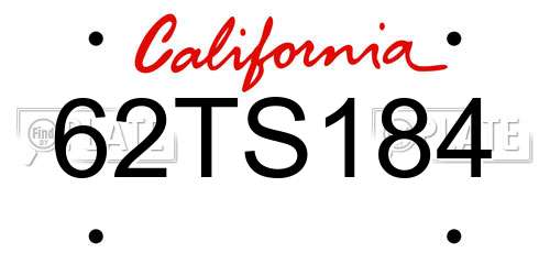 62TS184 California License Plate