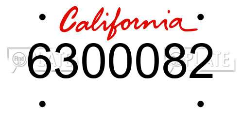 6300082 California License Plate