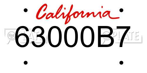 63000B7 California License Plate