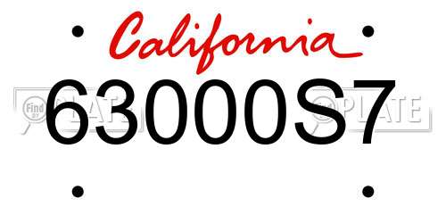 63000S7 California License Plate