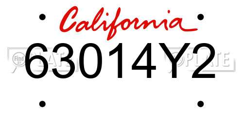 63014Y2 California License Plate