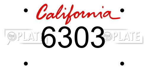 6303 California License Plate