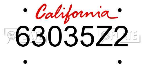 63035Z2 California License Plate