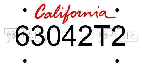 63042T2 California License Plate