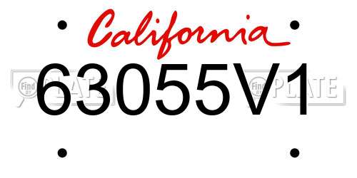 63055V1 California License Plate