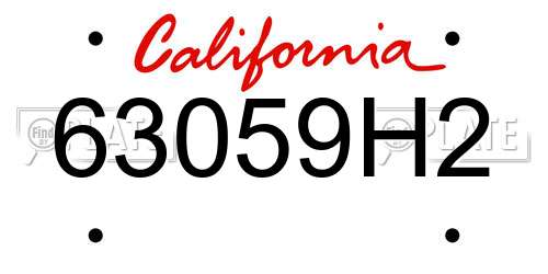 63059H2 California License Plate