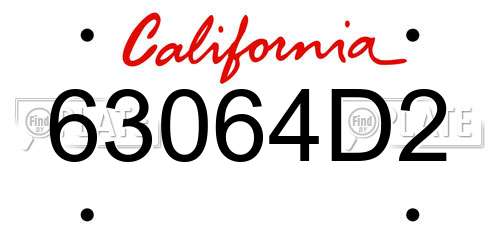 63064D2 California License Plate
