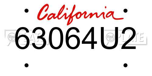 63064U2 California License Plate