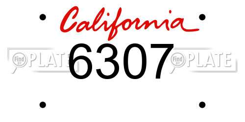 6307 California License Plate