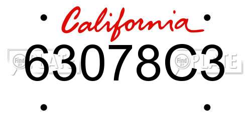 63078C3 California License Plate