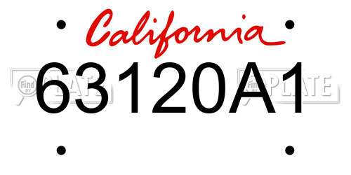 63120A1 California License Plate