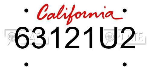 63121U2 California License Plate