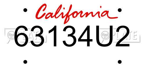 63134U2 California License Plate