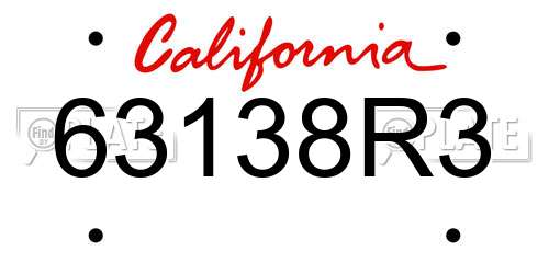 63138R3 California License Plate