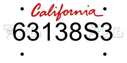 63138S3 California License Plate