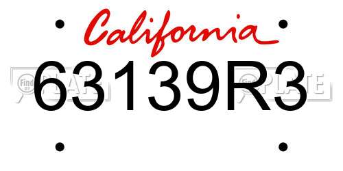 63139R3 California License Plate