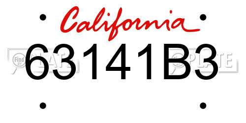 63141B3 California License Plate