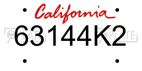 63144K2 California License Plate
